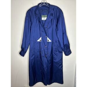 Vintage Sterling Bay Women’s Raincoat Button Front Blue Size 12